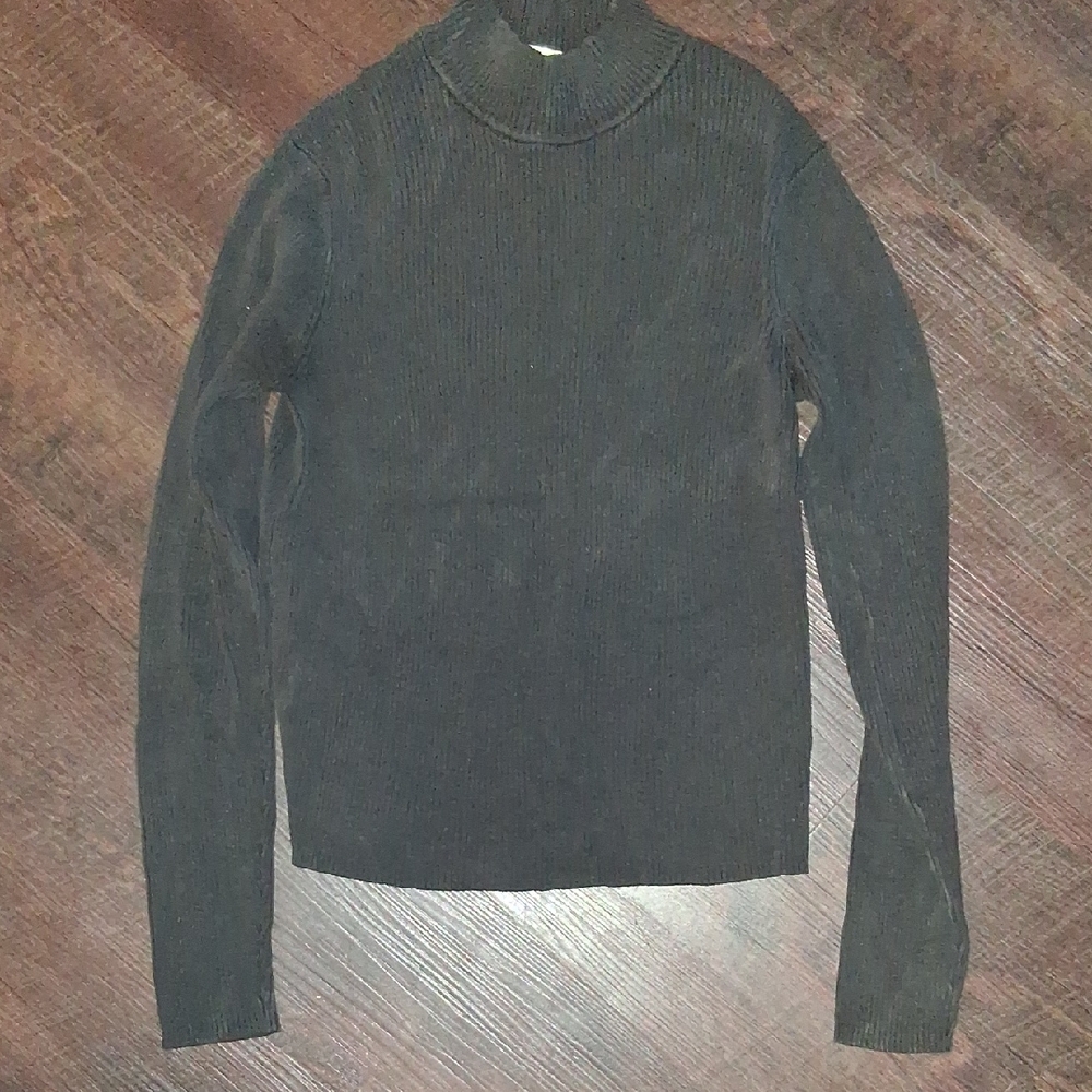 Rena Rowan Charcoal Silk/cotton Turtleneck Sweater